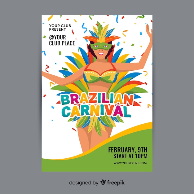 Plantilla de flyer de fiesta de carnaval de brasil