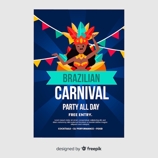 Plantilla de flyer de fiesta de carnaval de brasil