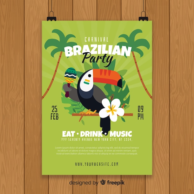 Plantilla de flyer de fiesta de carnaval de brasil