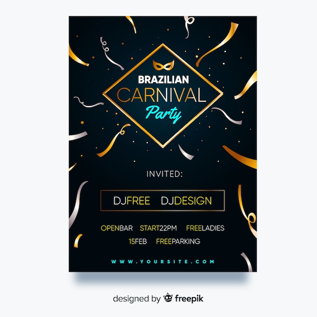 Plantilla de flyer de fiesta de carnaval de brasil