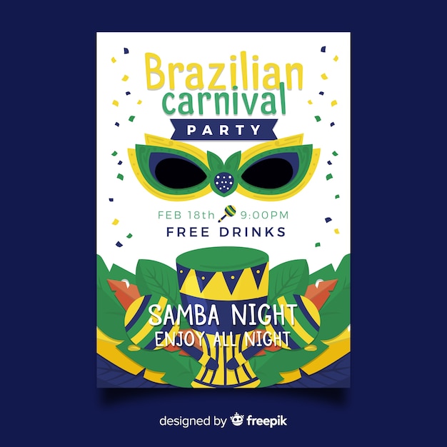 Plantilla de flyer de fiesta del carnaval de brasil