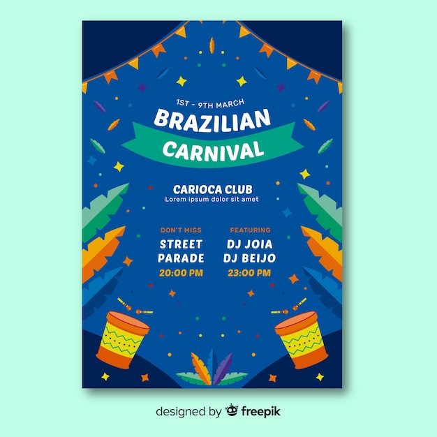 Vector gratuito plantilla de flyer de fiesta del carnaval de brasil