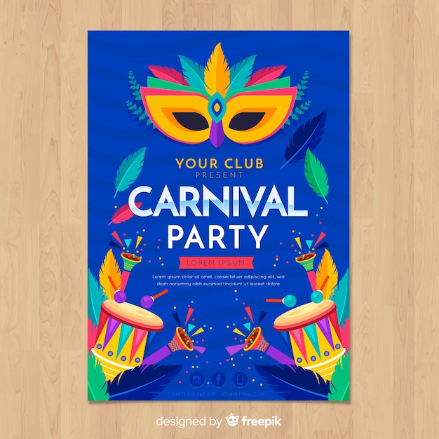 Plantilla de flyer de fiesta de carnaval