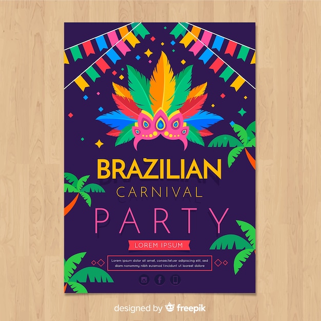 Vector gratuito plantilla de flyer de fiesta de carnaval