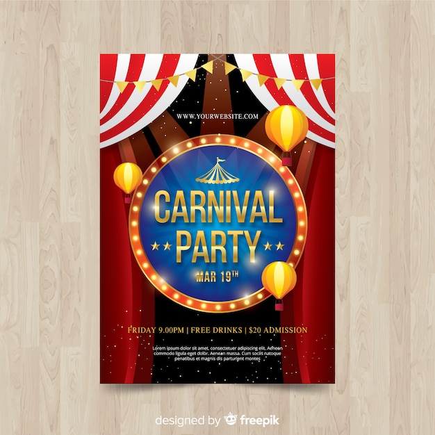 Plantilla de flyer de fiesta de carnavales