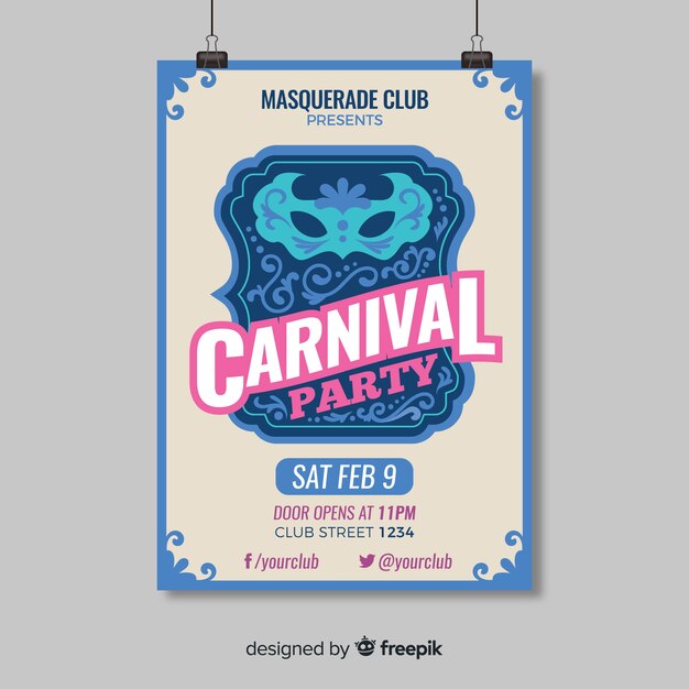 Plantilla de flyer de fiesta de carnavales