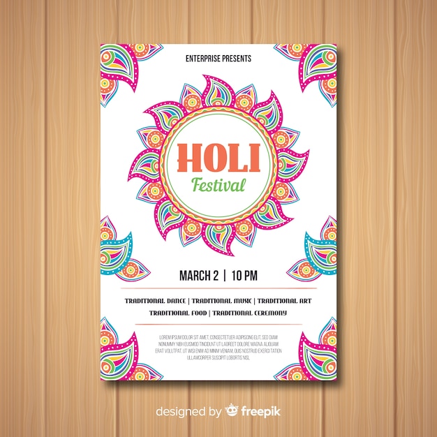 Plantilla de flyer de fiesta de holi festival