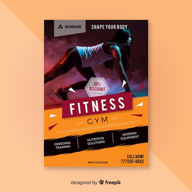 Vector gratuito plantilla de flyer de fitness