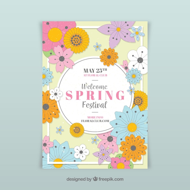 Plantilla de flyer floral de fiesta de primavera