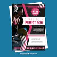 Vector gratuito plantilla de flyer de gimnasio rosa