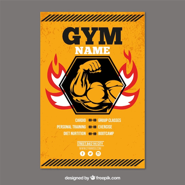 Vector gratuito plantilla de flyer de gimnasio