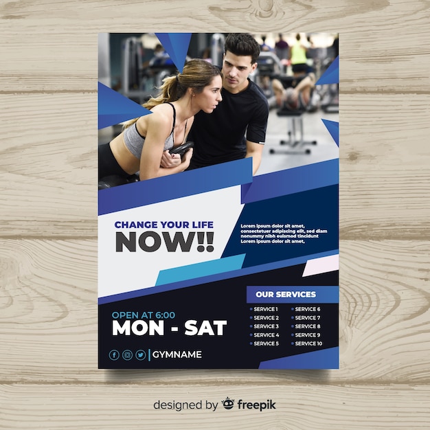 Vector gratuito plantilla de flyer moderno de fitness