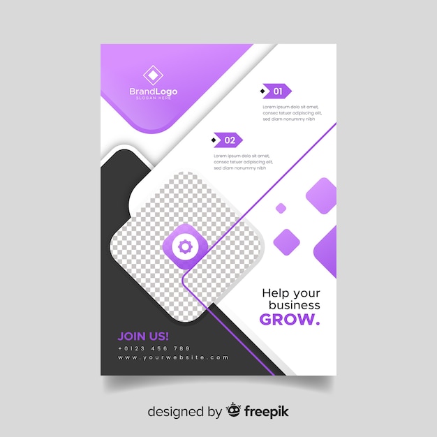 Vector gratuito plantilla de flyer de negocios con formas abstractas