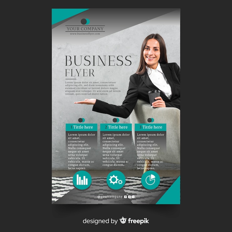 Vector gratuito plantilla de flyer de negocios con foto