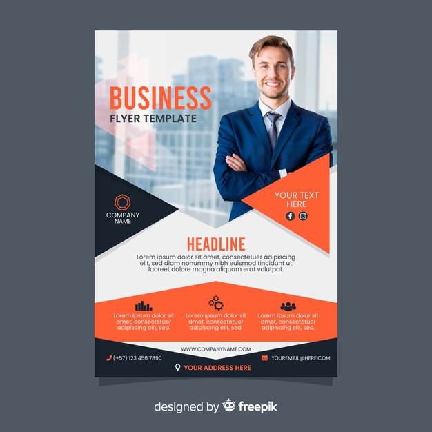 Plantilla de flyer de negocios con fotos