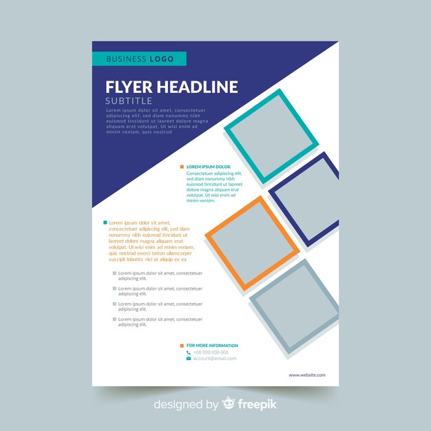 Plantilla de flyer de negocios con mosaico azul