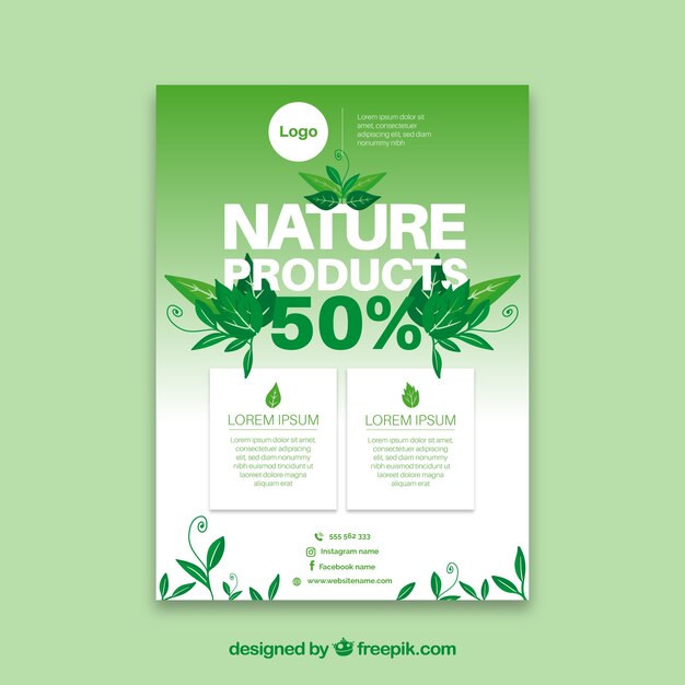 Plantilla de flyer de productos de naturaleza