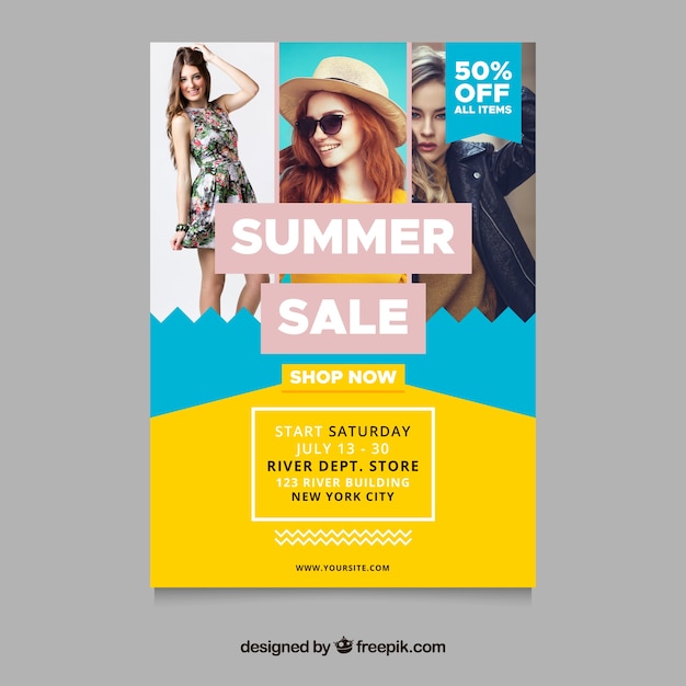 Plantilla de flyer de rebajas de verano con imagen de concepto de moda