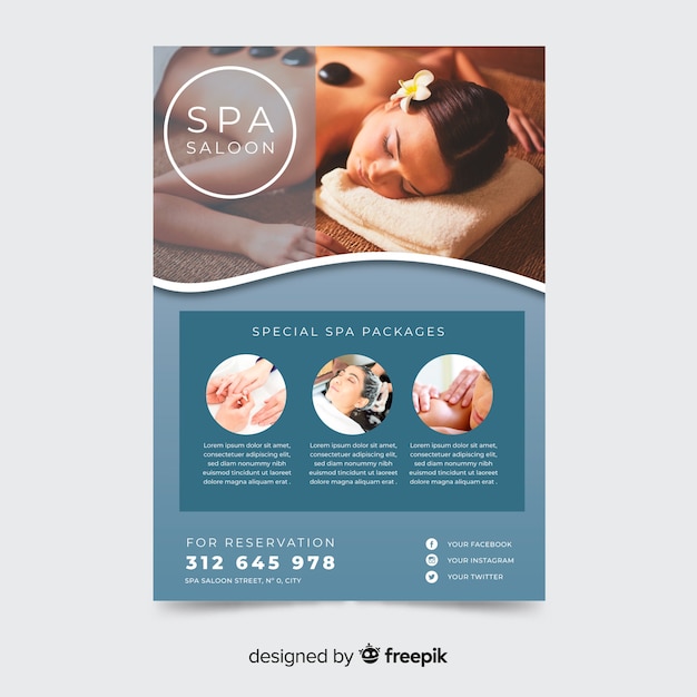 Plantilla de flyer de spa con imagen