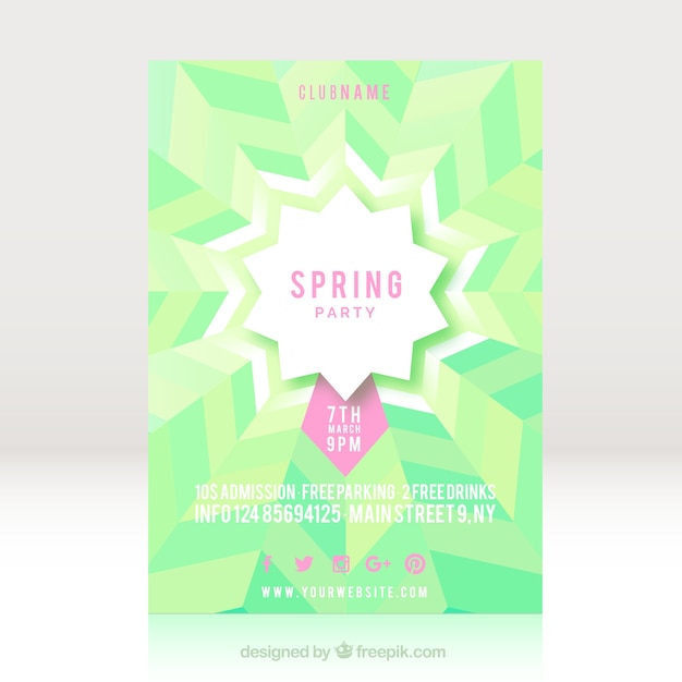 Vector gratuito plantilla de flyer verde de fiesta de primavera