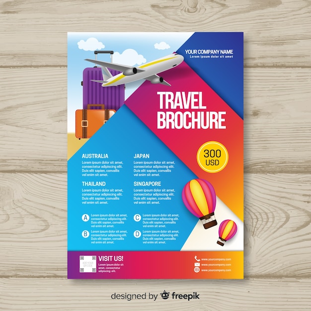 Vector gratuito plantilla de flyer de viaje