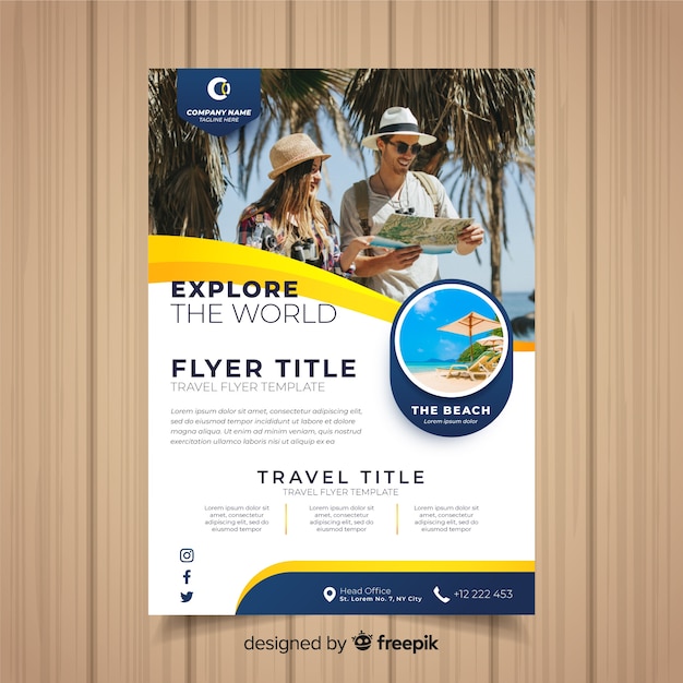 Vector gratuito plantilla de flyer de viaje