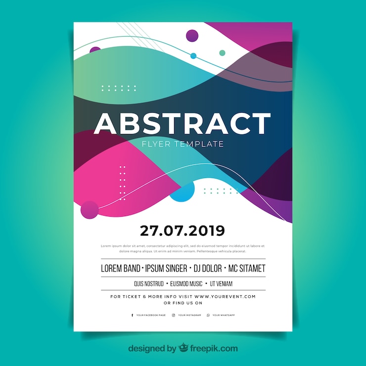 Vector gratuito plantilla de folleto abstracto con diseño plano