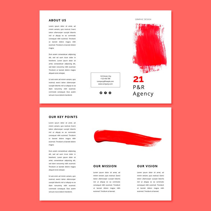 Vector gratuito plantilla de folleto de agencia de diseño gráfico minimalista