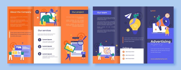 Plantilla de folleto de agencia de publicidad plana