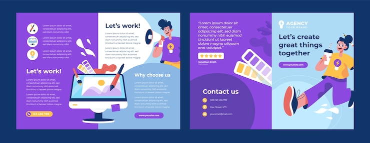 Vector gratuito plantilla de folleto de agencia de publicidad