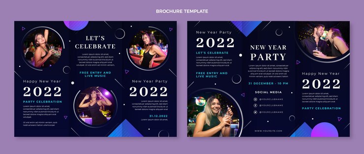 Vector gratuito plantilla de folleto de año nuevo degradado