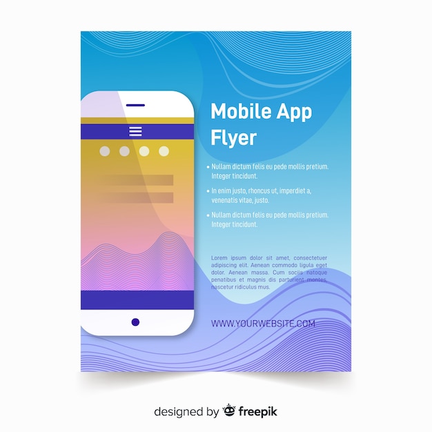 Vector gratuito plantilla de folleto de aplicación móvil