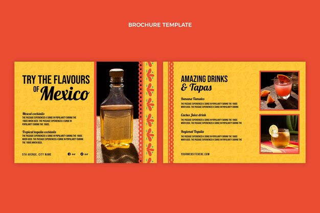 Plantilla de folleto de bebidas de diseño plano