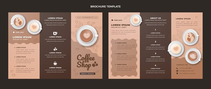 Vector gratuito plantilla de folleto de cafetería realista