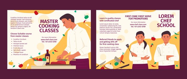 Plantilla de folleto de carrera de chef de diseño plano