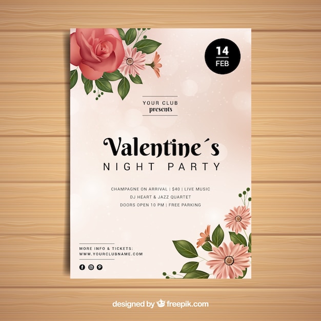 Plantilla de folleto/cartel realista del día de san valentín