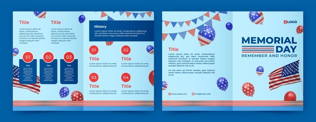 Vector gratuito plantilla de folleto para la celebración del día conmemorativo de estados unidos