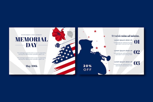 Vector gratuito plantilla de folleto para la celebración del día conmemorativo de estados unidos