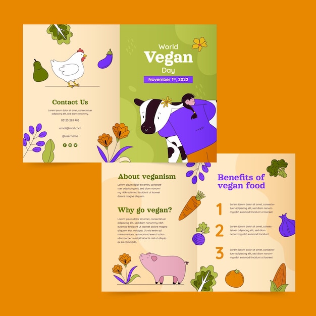 Plantilla de folleto para la celebración del día mundial vegano