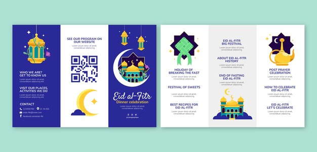 Plantilla de folleto para la celebración islámica de eid al-fitr