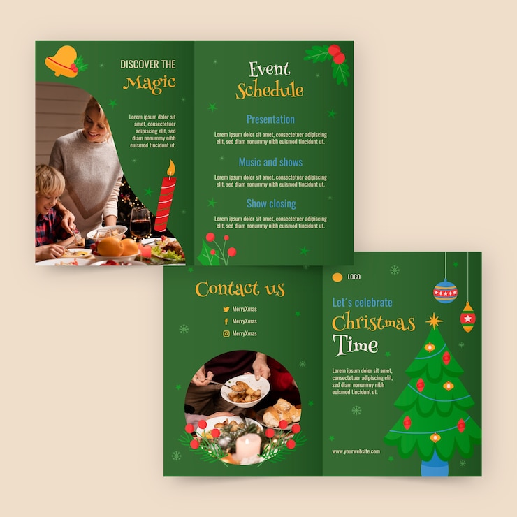 Vector gratuito plantilla de folleto para la celebración de la temporada navideña.