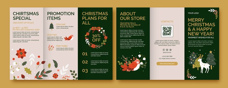 Vector gratuito plantilla de folleto de celebración de temporada navideña