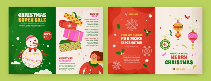 Vector gratuito plantilla de folleto de celebración de temporada navideña