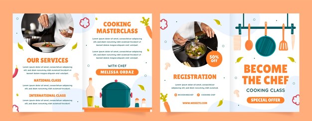 Plantilla de folleto de chef y gastronomía