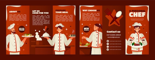 Vector gratuito plantilla de folleto de chef y gastronomía