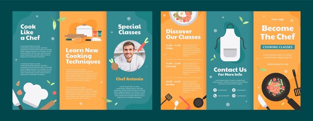 Plantilla de folleto de chef plano