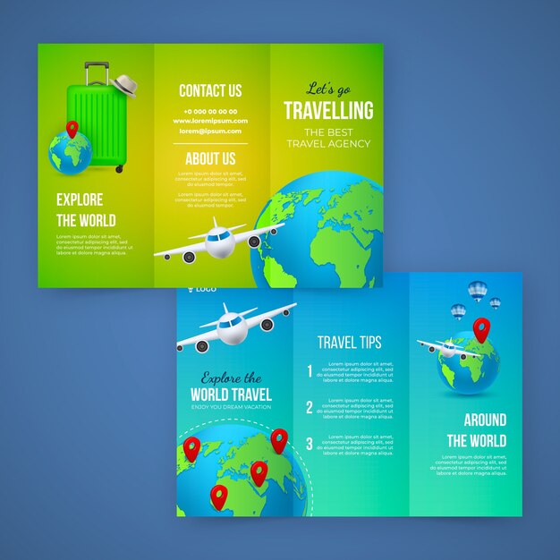 Vector gratuito plantilla de folleto comercial de agencia de viajes