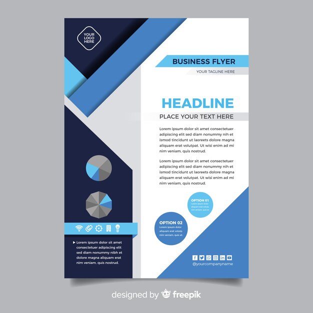 plantilla de folleto comercial de diseño plano