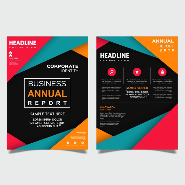 Plantilla de folleto comercial de informe anual de vector
