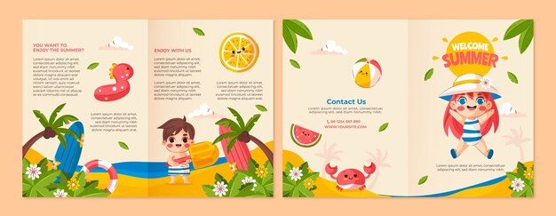 Plantilla de folleto comercial plano para el verano